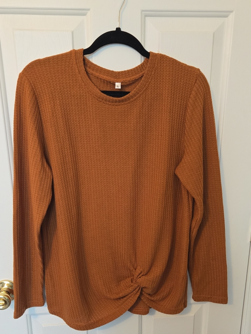 Amazon Essentials Women's Twist-Front Waffle Knit Crew Neck Sweater - Size Large